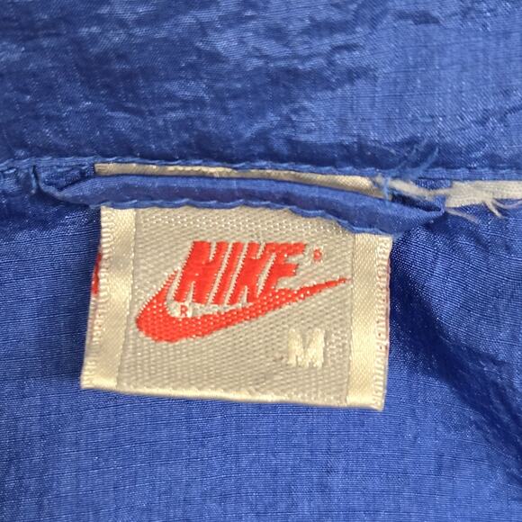 Vtg 80s Nike Windbreaker Jacket Men’s Medium Blue Pullover Half Zip Color Block - Picture 3 of 8